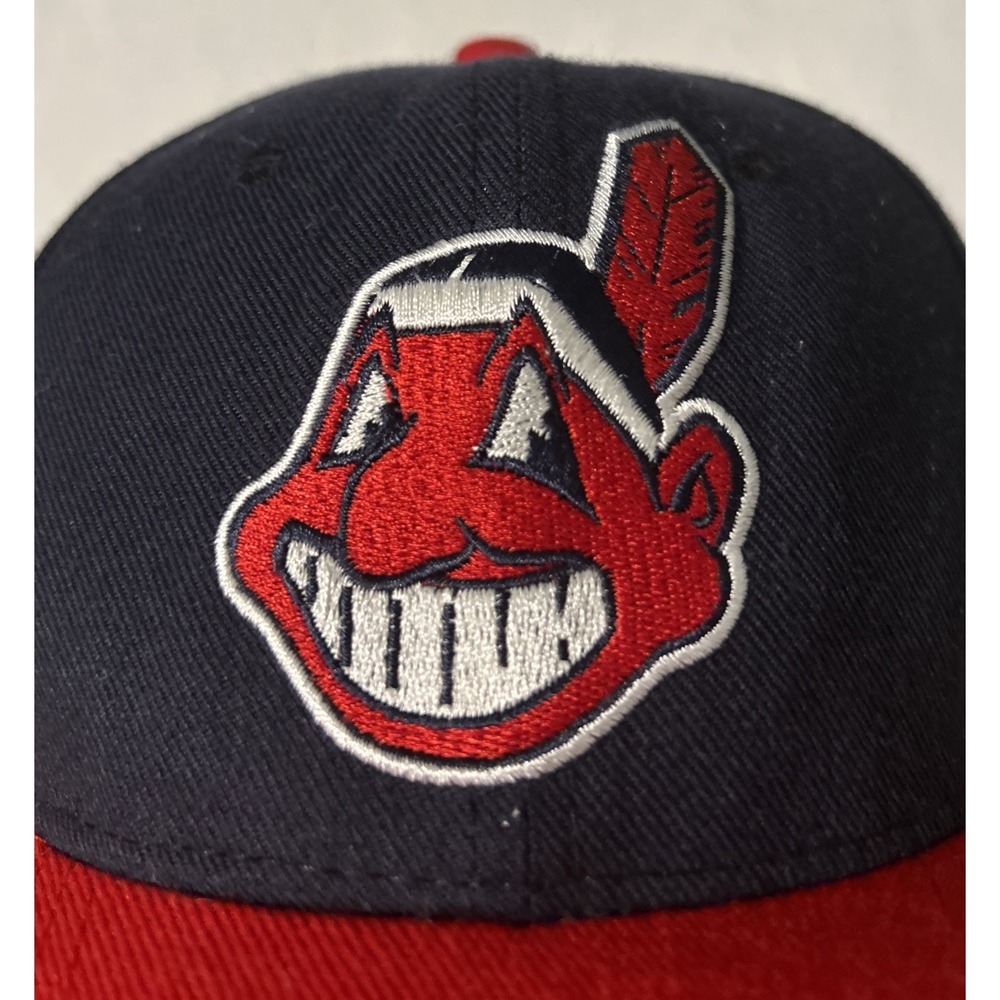 Vintage Cleveland Indians Snapback Hat MLB New Era Chief Wahoo Wool Cap - Picture 5 of 8